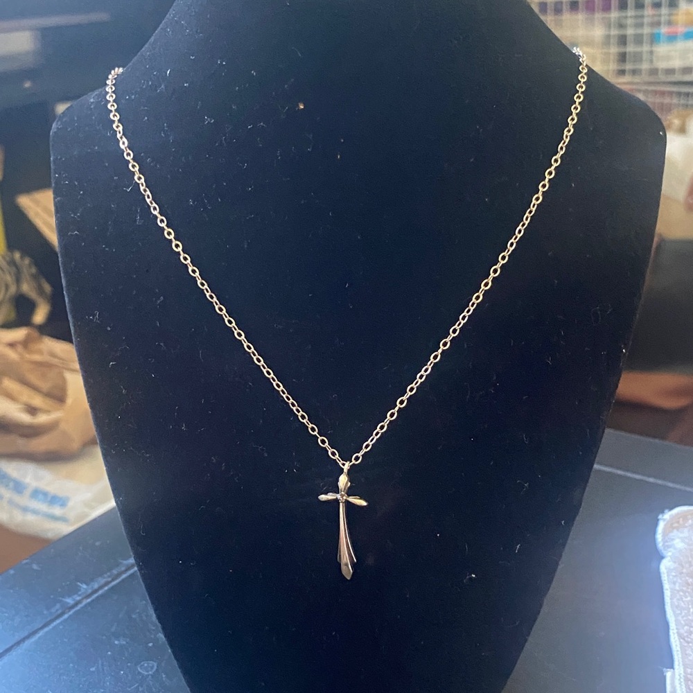 Vintage Sterling Silver Cross Pendant Necklace